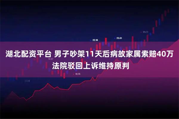 湖北配资平台 男子吵架11天后病故家属索赔40万 法院驳回上诉维持原判